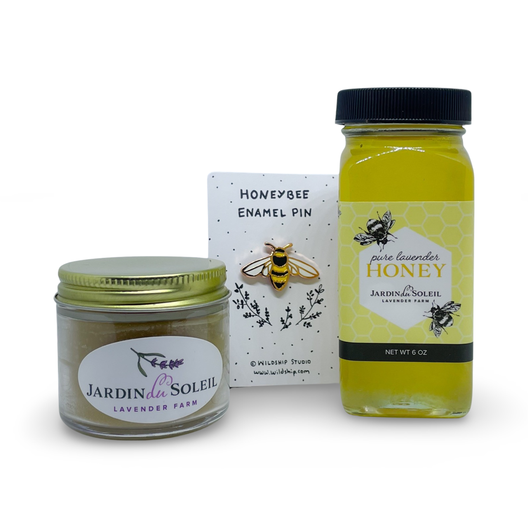 Lavender Bee Love Set with Lavender Honey & Beeswax Candle